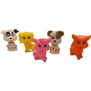 Dalmatian Dog Puppy & Two Other Puppies & Two Cat Figures Toy Figurine Animals